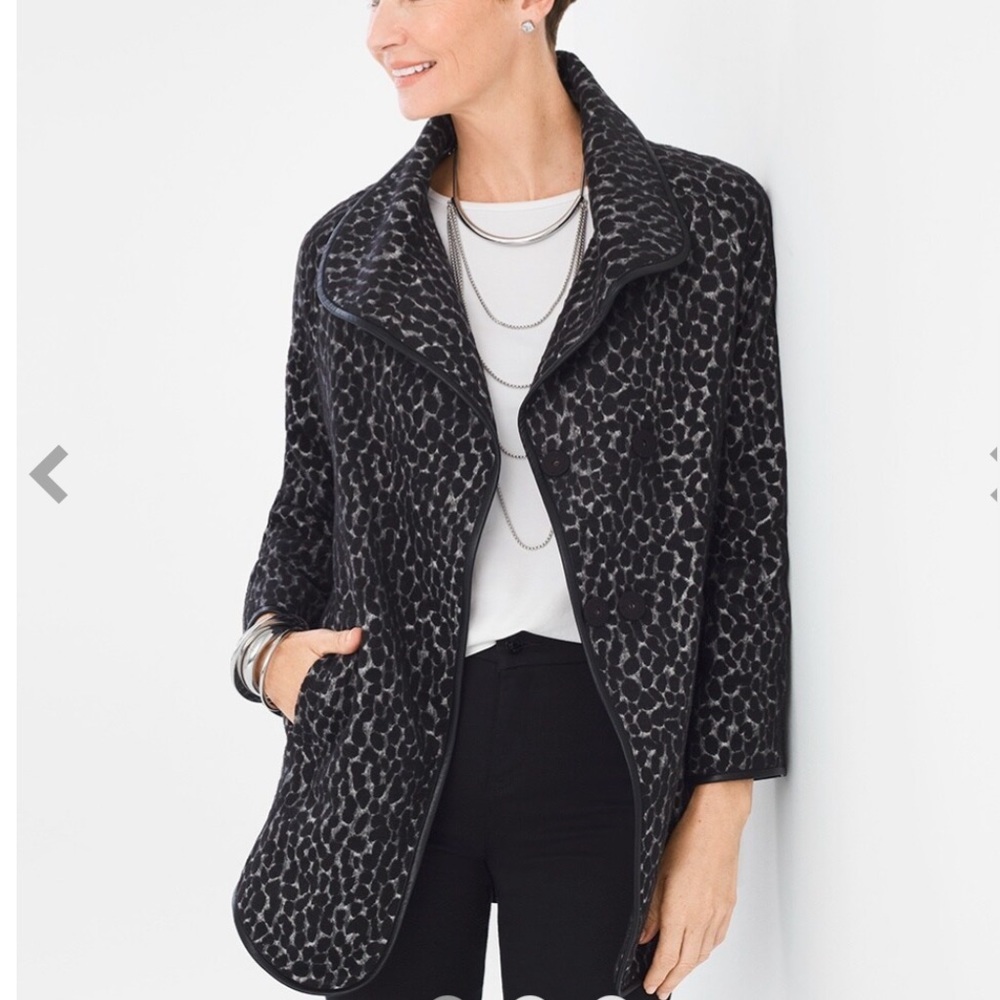 Chico's Black and Gray Patterned Jacket